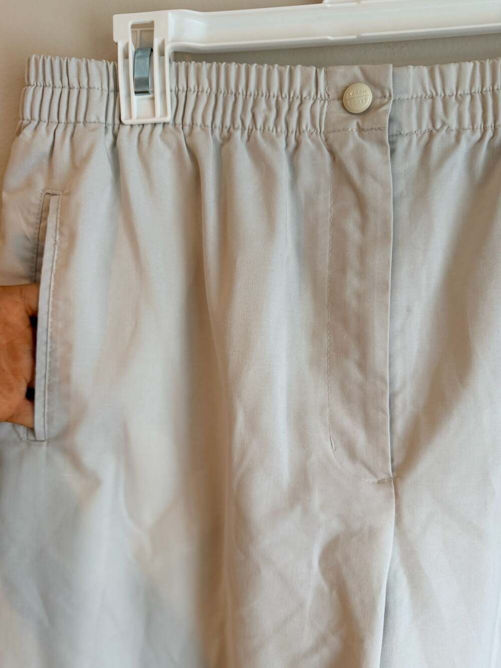 Karen Scott Women's Off-White Elastic Waist Pull-On Cotton Blend Pants Size 12 S - Picture 2 of 6